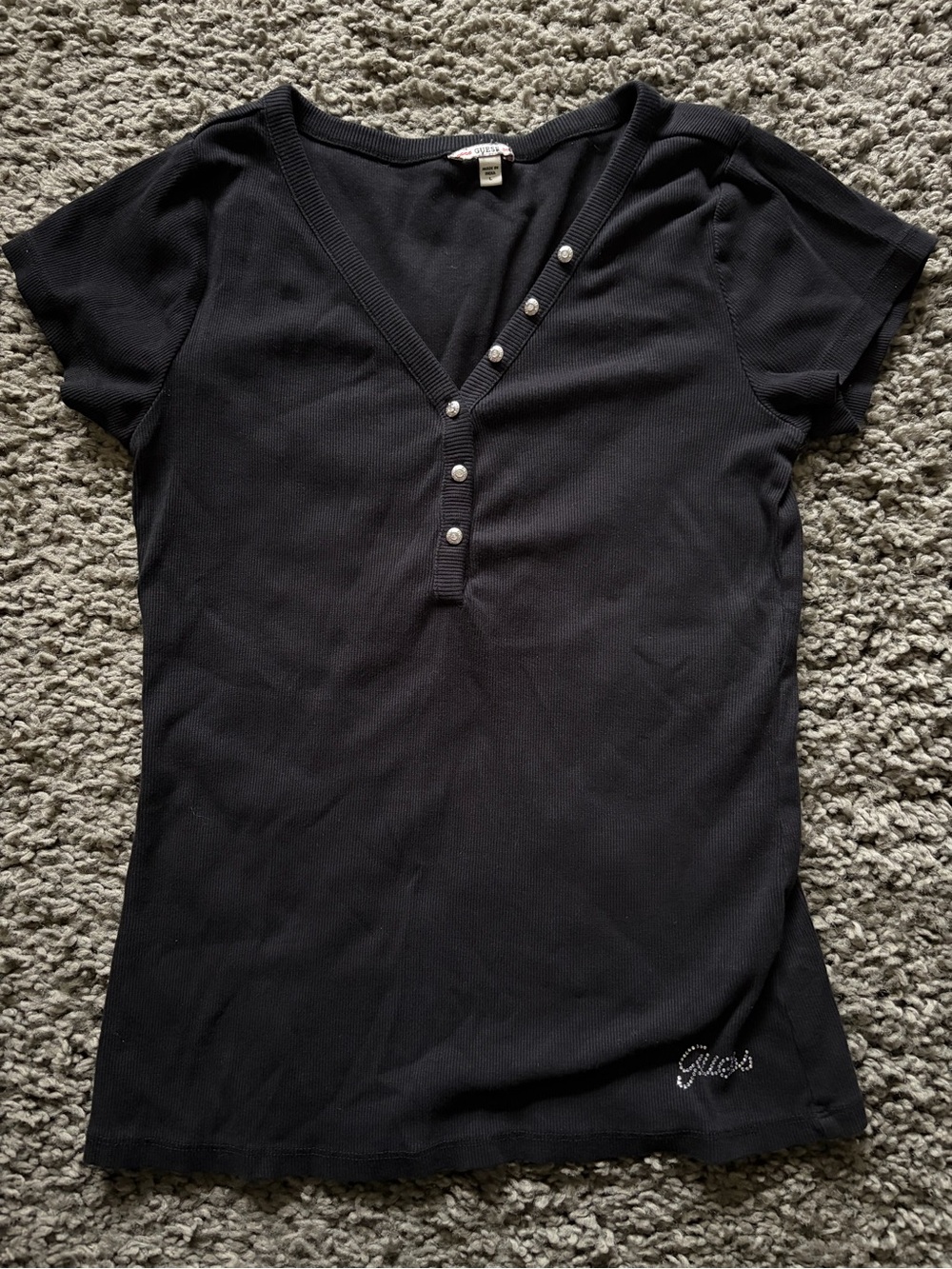 Guess Short Sleeve Black Top